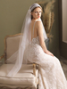 Voiles de mariage blanc voile de mariée longueur genou en tulle en dentelle à un niveau