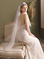 Voiles de mariage blanc voile de mariée longueur genou en tulle en dentelle à un niveau