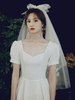 Voiles de mariage blancs à deux niveaux arcs tulle bord coupé classique voiles de mariée accessoires de désherbage