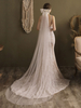 Voiles de mariage blancs à un niveau; arcs en tulle; bordures; longues
