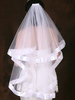 Voiles de mariage blancs Voile de mariée court classique à bord fini net à deux niveaux