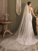 Voiles de mariage blonds à un niveau paillettes tulle bord coupé voile de mariée cascade