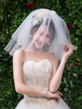 Voiles de mariage court trois niveaux paillettes étoiles tulle bord coupé classique voiles de mariée