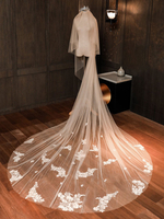 Voiles de mariage deux niveaux dentelle tulle coupe bord classique voiles de mariée