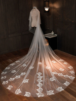Voiles de mariage deux niveaux dentelle tulle coupe bord classique voiles de mariée