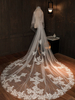 Voiles de mariage deux niveaux dentelle tulle coupe bord classique voiles de mariée