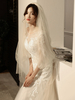 Voiles de mariage deux niveaux dentelle tulle coupe bord classique voiles de mariée