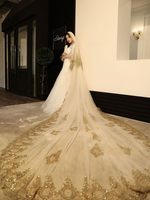 Voiles de mariage deux niveaux dentelle tulle coupe bord classique voiles de mariée