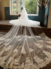 Voiles de mariage deux niveaux dentelle tulle coupe bord classique voiles de mariée