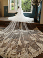 Voiles de mariage deux niveaux dentelle tulle coupe bord classique voiles de mariée