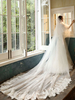 Voiles de mariage deux niveaux dentelle tulle coupe bord classique voiles de mariée