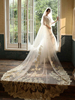 Voiles de mariage deux niveaux dentelle tulle coupe bord voile de mariée classique