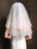 Voiles de mariage deux niveaux perles tulle coupe bord voile de mariée classique