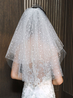 Voiles de mariage deux niveaux tulle coupe bord classique voile de mariée