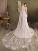 Voiles de mariage ivoire à un niveau dentelle tulle bord fini cascade voile de mariée