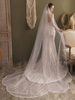 Voiles de mariage ivoire à un niveau tulle bord fini cascade long voile de mariée