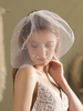 Voiles de mariage ivoire un niveau de perles Tulle bord coupé ovale long voile de mariée