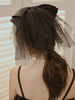 Voiles de mariage noeuds à un niveau Tulle Cut Edge Classic Extra Short Black Bridal Veil