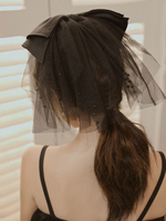 Voiles de mariage noeuds à un niveau Tulle Cut Edge Classic Extra Short Black Bridal Veil
