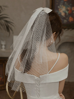 Voiles de mariage noeuds à un étage Tulle Cut Edge Classic Bridal Veil