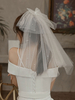 Voiles de mariage noeuds à un étage Tulle Cut Edge Classic Bridal Veil