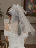 Voiles de mariage noeuds à un étage Tulle Cut Edge Classic Bridal Veil
