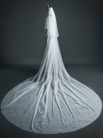 Voiles de mariage perles à deux étages tulle bord coupé voiles de mariée classiques