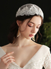 Voiles de mariage Strass à un étage Polyester Dentelle Applique Bord Voiles de mariée ovales