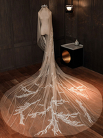 Voiles de mariage un niveau dentelle tulle coupe bord classique voiles de mariée