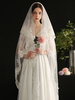 Voiles de mariage Voile de mariée cascade bordé de dentelle de polyester brodé à un niveau