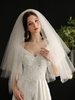 Voiles de mariage Voile de mariée en dentelle de polyester à deux niveaux