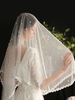 Voiles de mariage Voile de mariée en dentelle de polyester clouté à un niveau