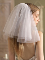 Voiles de mariage Voiles de mariée classiques en tulle à deux niveaux ivoire à deux niveaux