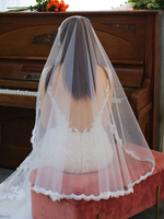 Voiles de mariage Voiles de mariée ovales en tulle en dentelle à un niveau