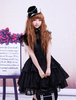 Volants de rayonne fil noir Lolita OP robe avec ceinture Déguisements Halloween