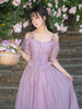 Volants Lolita OP Robe Violet Manches Courtes Lolita One Piece Robes Élastique Réglable