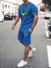 Vêtement de sport Homme 2 Pièces Imprimé Manches Courtes Col rond Bleu