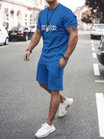 Vêtement de sport Homme 2 Pièces Imprimé Manches Courtes Col rond Bleu