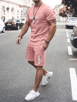 Vêtement de sport Homme 2 Pièces Imprimé Manches Courtes Col rond Rose