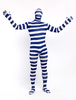 Vêtement de zentai beau blanc avec rayure en lycra spandex enveloppé Déguisements Halloween