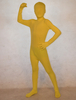 Vêtement de zentai beau combinaison enveloppé unisexe en lycra spandex jaune pour enfants Déguisements Halloween
