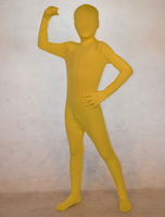 Vêtement de zentai beau combinaison enveloppé unisexe en lycra spandex jaune pour enfants Déguisements Halloween