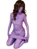Vêtement de zentai beau enveloppé pour femme en lycra spandex violet style Déguisements Halloween Déguisements Halloween