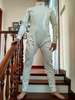 Vêtement de zentai blanc sans capuchon et chaussons Déguisements Halloween