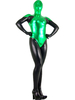 Vêtement de zentai combinaison enveloppé color-block noir et vert Déguisements Halloween