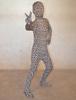 Vêtement de zentai combinaison unisexe enveloppé en lycra spandex blanc à motif léopard Déguisements Halloween