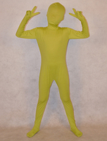 Vêtement de zentai enveloppé unisexe en lycra spandex céladon pour enfants Déguisements Halloween
