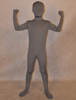 Vêtement de zentai enveloppé unisexe en lycra spandex gris foncé pour enfants Déguisements Halloween