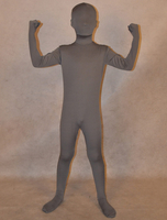 Vêtement de zentai enveloppé unisexe en lycra spandex gris foncé pour enfants Déguisements Halloween