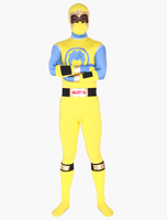 Vêtement de zentai jaune color-block en lycra Déguisements Halloween